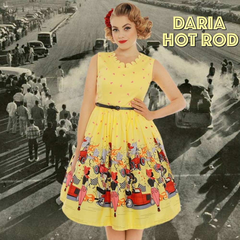Lindy Bop Daria Hot Rod Pin Up Dress - No Belt